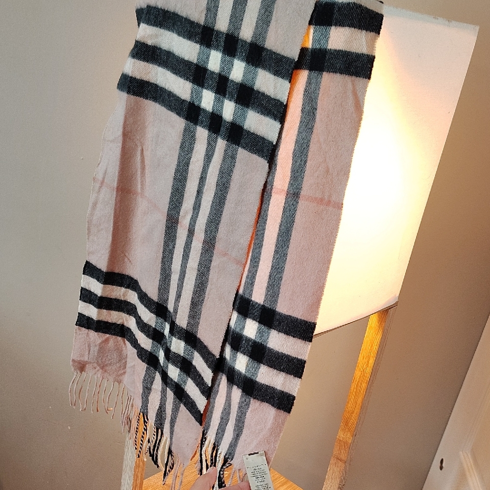 Burberry Blush and Black Plaid Scarf